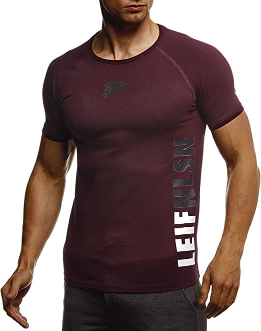 Leif Nelson Gym Herren Fitness T-Shirt Slim Fit Moderner Männer Bodybuilder Trainingsshirt Kurzarm Top Herren Sport T-Shirt - Bekleidung für Bodybuilding Training 6279