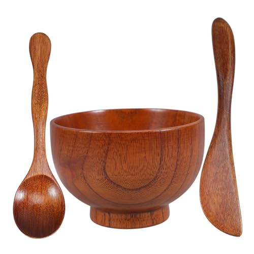 HIAKDOFT Kit de Herramientas para Faciales de Madera Natural Cuenco Espátula y Cuchara para Set para DIY Cuidado Facial Casa y Salón Diseño Minimalista y Resistente