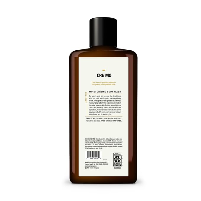 CRE-MO Body Wash Bourbon Vanilla Scent for Men & Women | Gentle Cleanser, Refreshing Fragrance, 16oz
| CRE-MO Body Wash