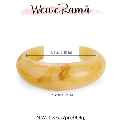 WOWORAMA Acrylic Resin Cuff Bracelet for Women Colorful Acrylic Dome Open Bangles Beige Tortoise Brown Chunky Mottled Acetate Resin Bracelets Jewelry