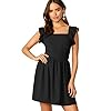 Romwe-Womens-Cute-Tie-Back-Ruffle-Strap-A-Line-Fit-and-Flare-Flowy-Short-Dress ROMWE Women's Cute Tie Back Ruffle Strap A Line Fit and Flare Flowy Short Dress Black M