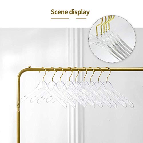 Uyoyous 20Pack Acrylic Hangers Clear Acrylic Clothes Hangers With Swivel Golden Chrome Hook Crystal Clothes Hangers Gold Clear Hangers With Non-Slip Notches For Dresses Shirts Suit Jacket #TOP5