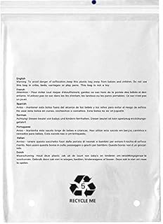 50 Pcs - A3 Size Suffocation Warning Poly Bags with air Holes Crystal Clear (420MM x 310MM) Resealable Cellophane Cello Bags Self Seal for Cloth Packing, Fits Brochures,Documents, Shirts