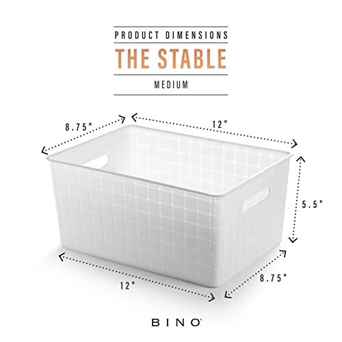 Bino | Plastic Basket, Medium - White | The Stable Collection | Multi-Use Storage Basket | Rectangular Cabinet Organizer | Baskets For Organizing With Handles | Home & Office Organization And Storage #TOP2