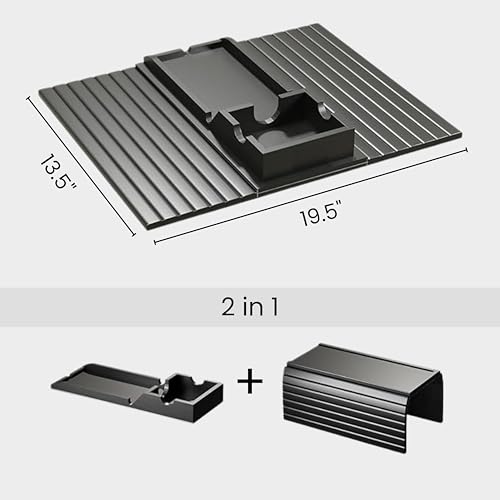 Image of Home Sparkle Premium Couch Armrest Tray Black 2-in-1 | Engineered Wood Sofa Arm Organizer with Cup Holder & Phone Stand | Foldable Anti-Slip Serving Tray for Coffee, Snacks & TV Time