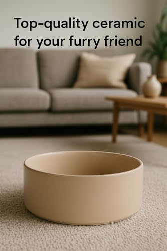 Hundenapf Keramik – hundenapf kleine Hunde – 200ml – spülmaschinengeeignet – rund beige – Flamingo Eram