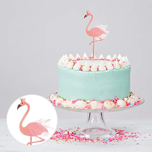 NUOBESTY 8Pcs Decoração de Coco Do Bolo de Aniversário Dos Desenhos Animados Glitter Flamingo Forma