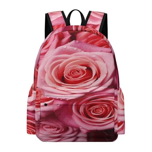 Elegant Rose Flower Printed Backpack Water-Resistant Pack Stylish Bag Lightweight Travel Backpack