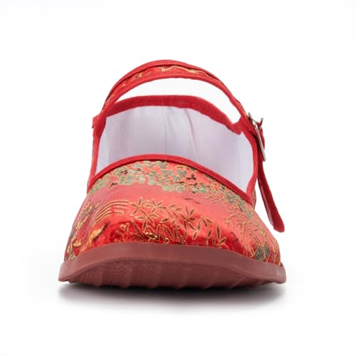 Women's Classic Chinese Mary Jane Shoes Slippers China Doll Flats Buckle Slip On Kung Fu Shoes3