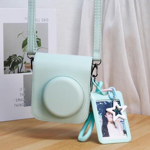Funda para cámara Fujifilm Mini 12 de cuero PU verde menta miniatura 6