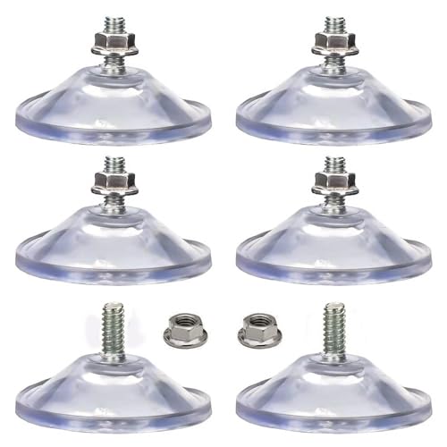 Xjkj M6 X 14 6 Pcs Heavy Duty Suction Cups For Windows &Amp; Glass, Strong Reusable Suction Cups No Residue Window Suction Cups For Car, Aquarium, Smooth Surfaces, Outdoor Decor, Mounting Hooks, Tools