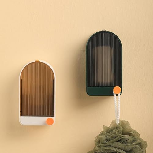 Image of Pack of 1 Premium Plastic Creative Wall Mounted Bathroom Soap Box Holder Soap Dish with Drainage Box Soap Box with Lid Single