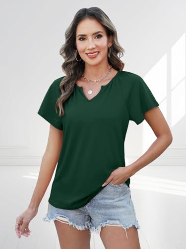 Womens Summer Tops Trendy Casual V Neck T Shirts Short Sleeve Boho Floral Blouses Loose Fit Flowy Tee4