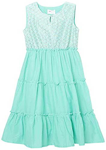 Max Girls Pure Cotton Embroidered Tiered A-Line Ethnic Dress