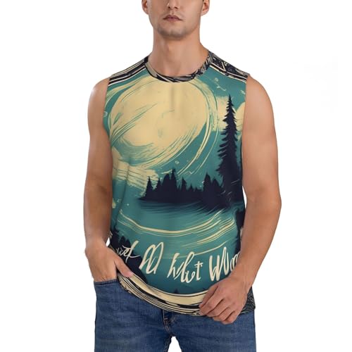 Not All Who Wander are Lost 1 Print Men's Training Tank Shirt, Athletic Sleeveless T Shirt, Sports Running Tank for Gym Wear Black