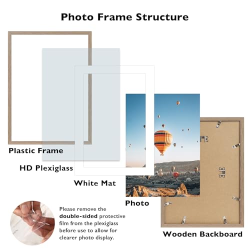 Image of JCJMY 14x20 Picture Frame with 11x17 Mat, Display Photo 11x17 with Mat or 14 x 20 Without Mat, Wall Hanging Large 14 by 20 Poster Frame with Plexiglass, Rustic Brown