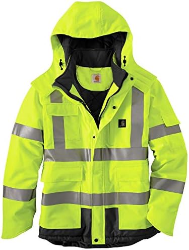Carhartt Men's High Vis Waterproof Class 3 Insulated Sherwood Jacket,Brite Lime,X-Large