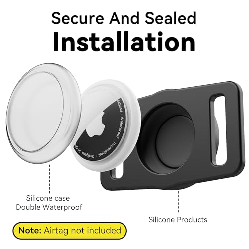 Image of GOCII for Airtag Dog Collar Holder 2 Pack,Waterproof Dog Collar Holder for Apple AirTag(Gen 1 & 2),Silicone Air Tags Case for Dog Collars(Black & Orange)