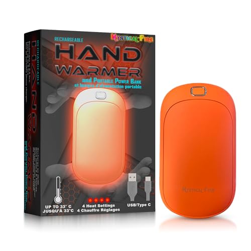 Mystical Fire's Orange 5200mAh Hand Warmers Rechargeable – Portable Heater, Electric Warmer, Camping Hand Warmers, Rechargeable Hand Warmer- Great for Outdoor Camping, Skiing and Winter Activities