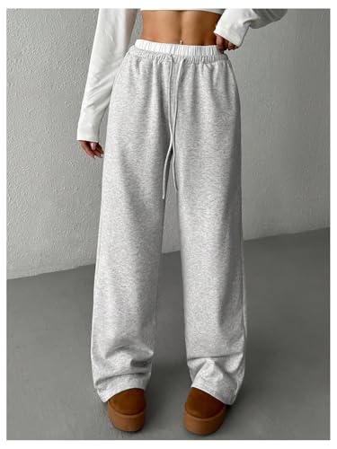 GORGLITTER Girl's Color Block Wide Leg Sweatpants Elastic High Waisted Track Pants4