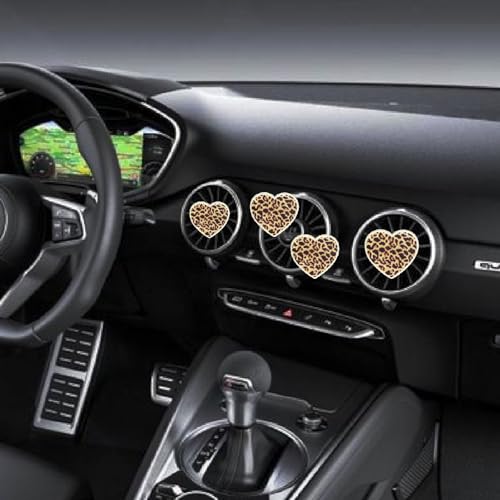 Image of 4 Pcs Leopard Print Heart Car Air Fresheners Vent Clips Long Lasting Car Diffuser Vent Clip Interior Decor Charm Decoration Cute Accessories for Women, Auto Accessories, Automotive Air Fresheners