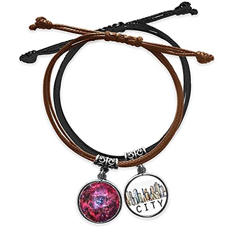 Bracelet Monoceros Rose Red en cuir Sidi fait main style nébuleuse