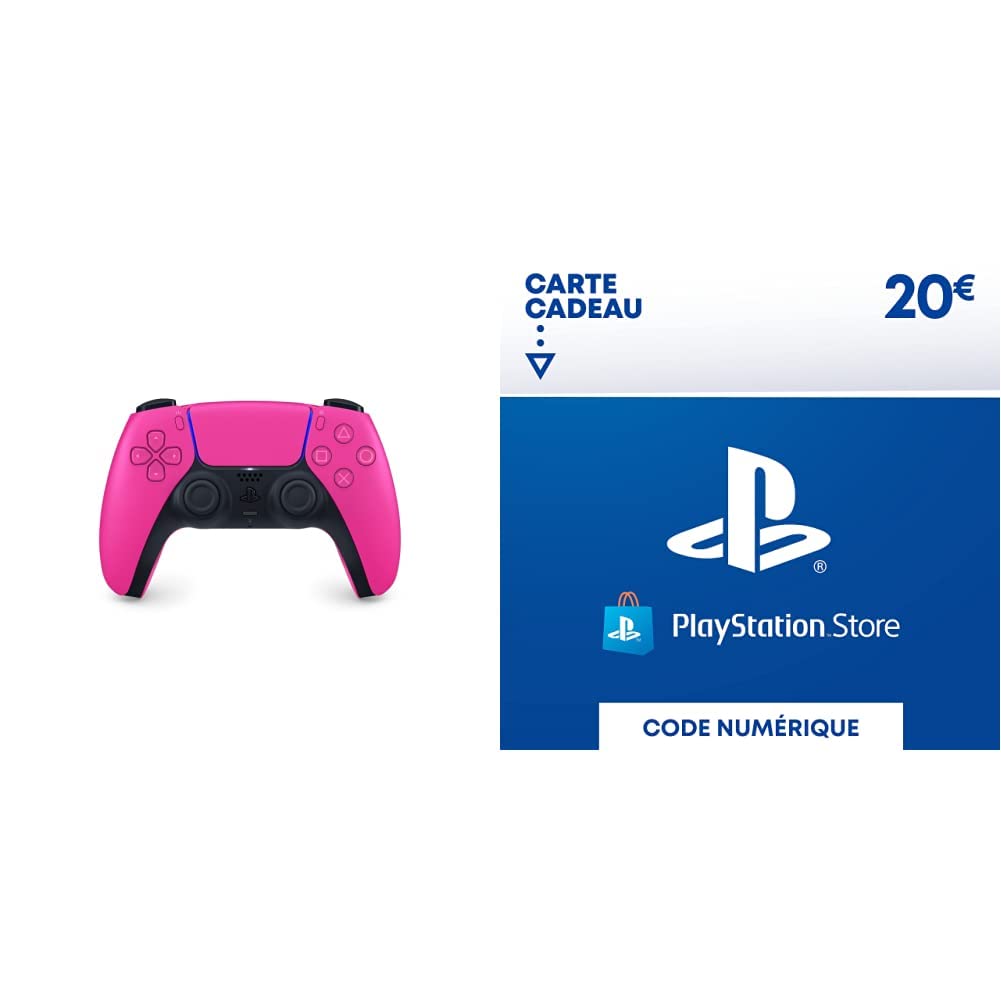 DualSense Manette pour PlayStation 5, Rose + Carte Cadeau PSN (PlayStation Store) | 20 EUR | Compte français | Code de téléchargement (PS5/PS4/PS3)