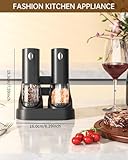 CIRCLE JOY Electric Salt and Pepper Grinder Set Rechargeable Pepper Mill Grinders with Charging Base, External Adjustable Coarseness, 95ml Container and White LED Light, Black - Image 7