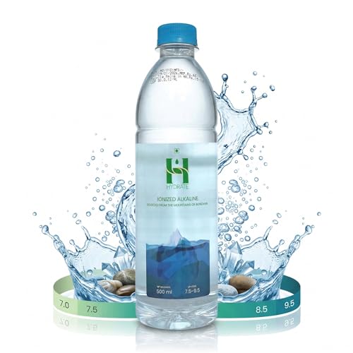 Image of Hydrate Alkaline Water | Pack of 24, 500 Ml Each | 8.5 pH Ionized Water with Essential Minerals | Boosts Hydration, Energy & Metabolism | Reduces Acidity & Fatigue | Improves Digestion & Skin Health*
