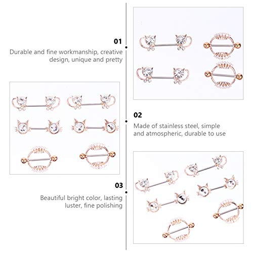 ARTIBETTER 3 Pares de Anéis de Mamilo Parafuso de Aço Inoxidável Mamilo Anel de Língua Halteres Mami
