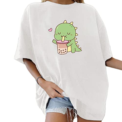 Tomwell Damen Kawaii T-Shirt Kurzarm Sport Sommer Rundhals Oversize...