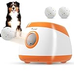 PawHut Automatic Dog Ball Launcher with 6 ETPU Tennis Play Toys, 26-79ft Distance Ball Thrower for Medium and Large Breeds, Interactive Dog Toys with Remote Control Indoor Outdoor