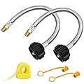 2 Pack 1/4 NPT RV Propane Hose, 12 inch Stainless Steel Braided Propane Tank Pigtail Connector for Standard Two-Stage Regulator, 1/4" Male NPT & QCC1 (12 inch)