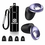 【Aspecto elegante & con estilo】El canal acústico está hecho de plástico hipoalergénico ligero como una pluma con un bonito acabado metálico mate, lo que significa que no irritará tu piel. Forma un anillo y se asienta bien en el lóbulo de la oreja, se parece a algún tipo de joyería de oído. Los tapones para los oídos se sienten super suave y discreto acurrucado contra el tragus de la oreja cuando se inserta.