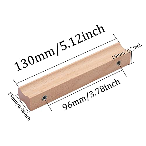 NAKUPENDA 4Pcs Cabinet Handles Wooden Drawer Handles Wooden Furniture Door Handle for Cabinet Cupboard Wardrobe 96x130mm (Beech) - Image 4