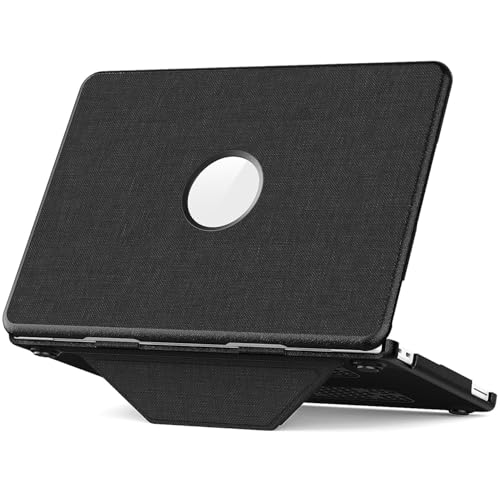 Image of ProElite Case for MacBook Neo 13 inch 2026, Fabric Material Hard Shell with Slim TPU Bumper and Fold Kickstand, Black