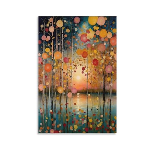 Gustav Klimt Trees And Sun Lights Canvas Printing Wall Art