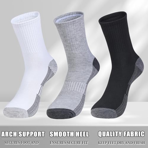 20 Pairs Men's Crew Calf Socks, Men Cushioned Breathable Cozy Athletic Running Gym Casual Sports Tube Socks4