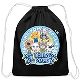 Spreadshirt Talking Tom & Friends My Friends, My Squad Cotton Drawstring Bag, One Size, black