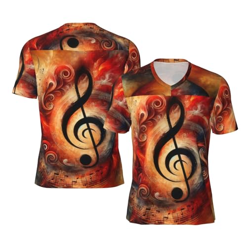 Stylish Athletic Sports Jersey Abstract-Music-Art Men's Rugby Jersey X-Large Black