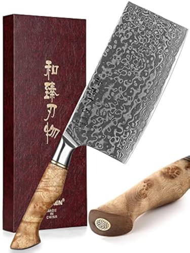 HEZHEN Meat Cleaver & Butcher Knife - 6.8 Inch 67-Layer