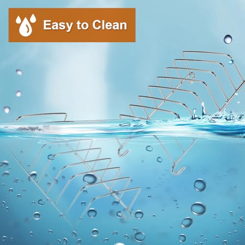 2 Stück Toastständer Edelstahl Toast Rack, Toastständer für Heißluftfritteuse, Silber Toast Rack Brothalter, 8-Scheiben-Gitter-Toast-Halter Toasthalter für Airfryer für Brotregal Esszimmer Zubehör