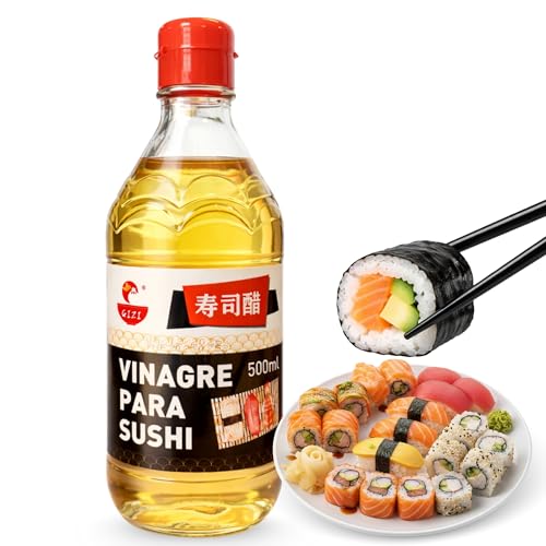 Vinagre de arroz para sushi Suzuka, ofrece un equilibrio de acidez, dulzura y salinidad, condimento esencial para realzar el sabor y la textura del arroz, Contiene 1 bote de 500 ml