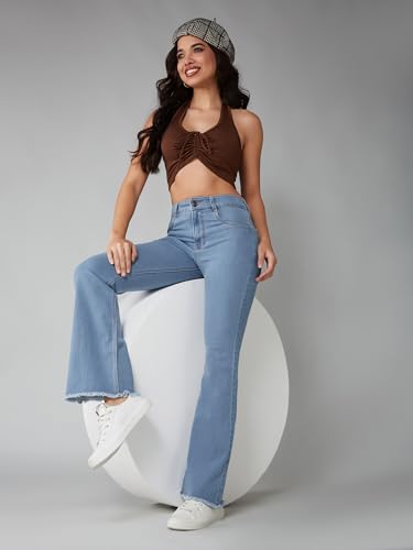 Image of Dolce Crudo Boot Cut High Rise Cropped Jeans for Women