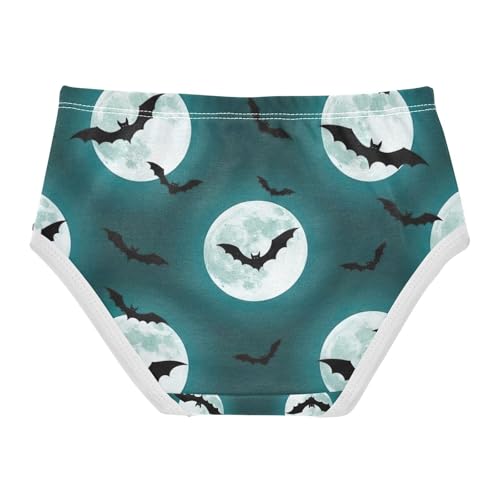 Black Bats Moon Teal Toddler Underwear Girls, Underwear for Girls, 2T–8 Years2