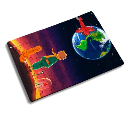 Merchandmanía Puzzle Pequeño tamaño Aprox. A5 de 63 Piezas el principito Luna Tierra Estrellas Universo Fantasia Zorro Rompecabezas puzle