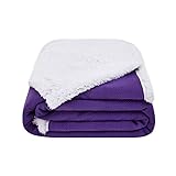 Deconovo Coperta Sherpa in Pile Divano Moderna 150x200 cm, Plaid Coperta Flanella Doppio Strati Letto Matrimoniale Calda e Soffice Accogliente Viola