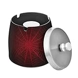 Ewusp Webs Cenicero para interiores y exteriores, resistente al viento, a prueba de olores, cenicero de acero inoxidable con tapa, cenicero de escritorio para el hogar, bar, oficina