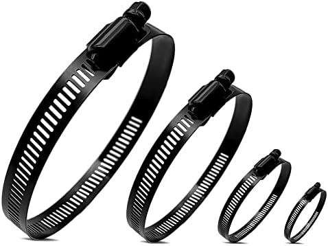 BOTTEN 16pcs 4 Sizes Hose Clamp,9/16-4 Inch(14-102mm)Hose Clamps Stainless Steel Adjustable Worm Gear Black Hose Clamp Assortment Kit ,radiator hose clamps, fuel line clamps