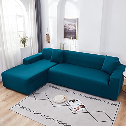 Housse pour canapé sectionnel en L extensible grand canapé d'angle vert - 2